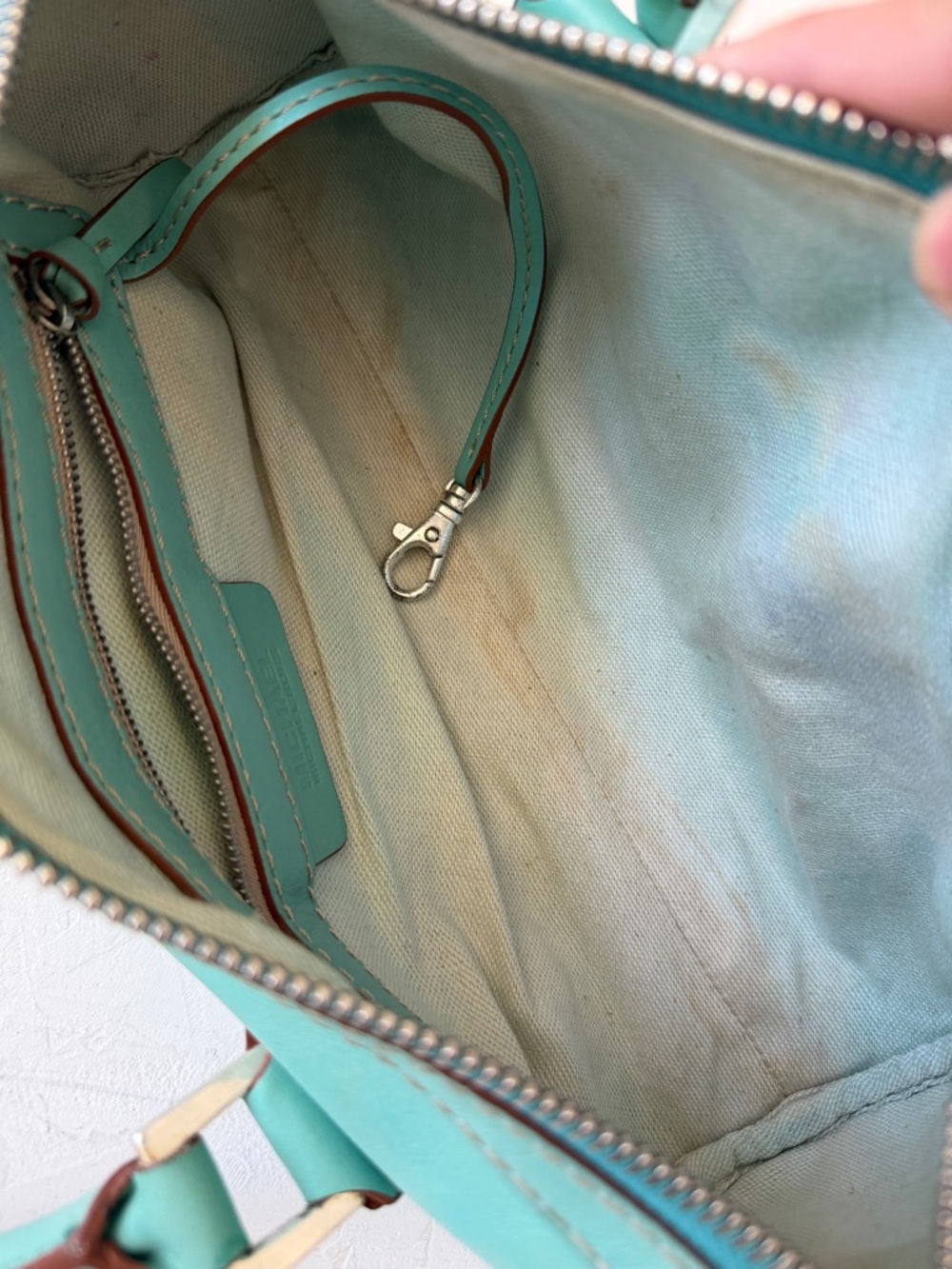 Vintage Michael Kors Barrel Bag 2000s Y2K Mint Green Teal - Picture 9 of 12